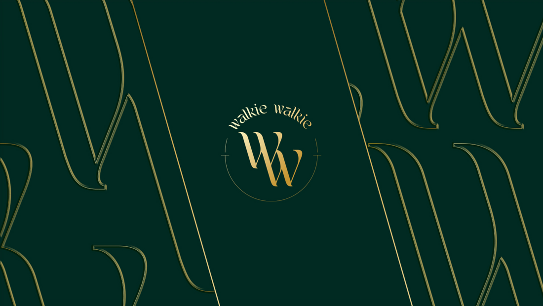 Walkie Walkie WW monogram on an emerald green pattern