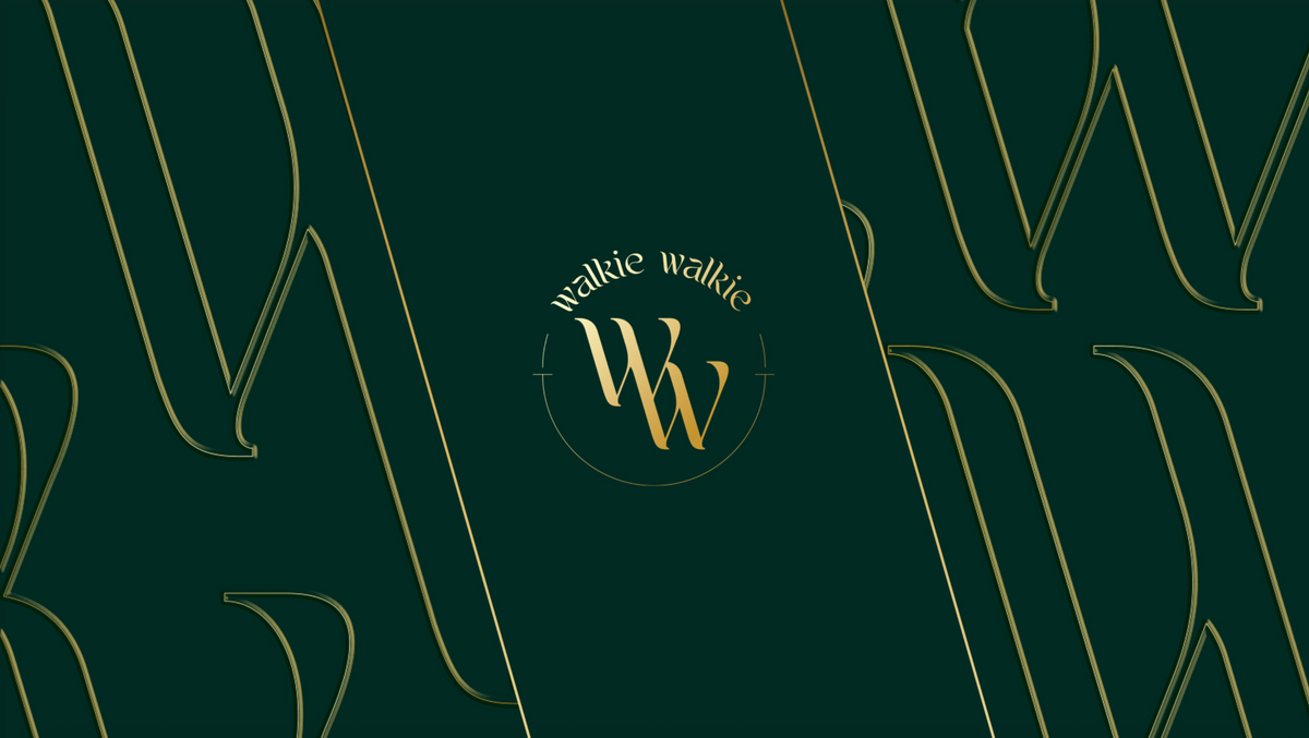 Walkie Walkie WW monogram on an emerald green pattern